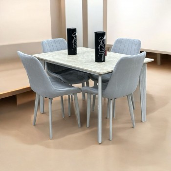 طاولة طعام خشب مع ارجل حديد4 كرسي