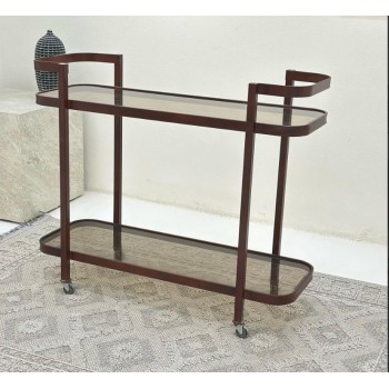 عربية تقديم دورين زجاج وحديد لون بني 120*100*40 سم 