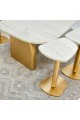 طقم طاولات 7قطع سطح بديل الرخام ترافنتينو ملمس ناعم قاعدة خشب لون ذهبي