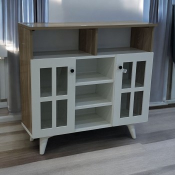 ركن كوفي ابيض سطح خشبي  100×33×95سم 