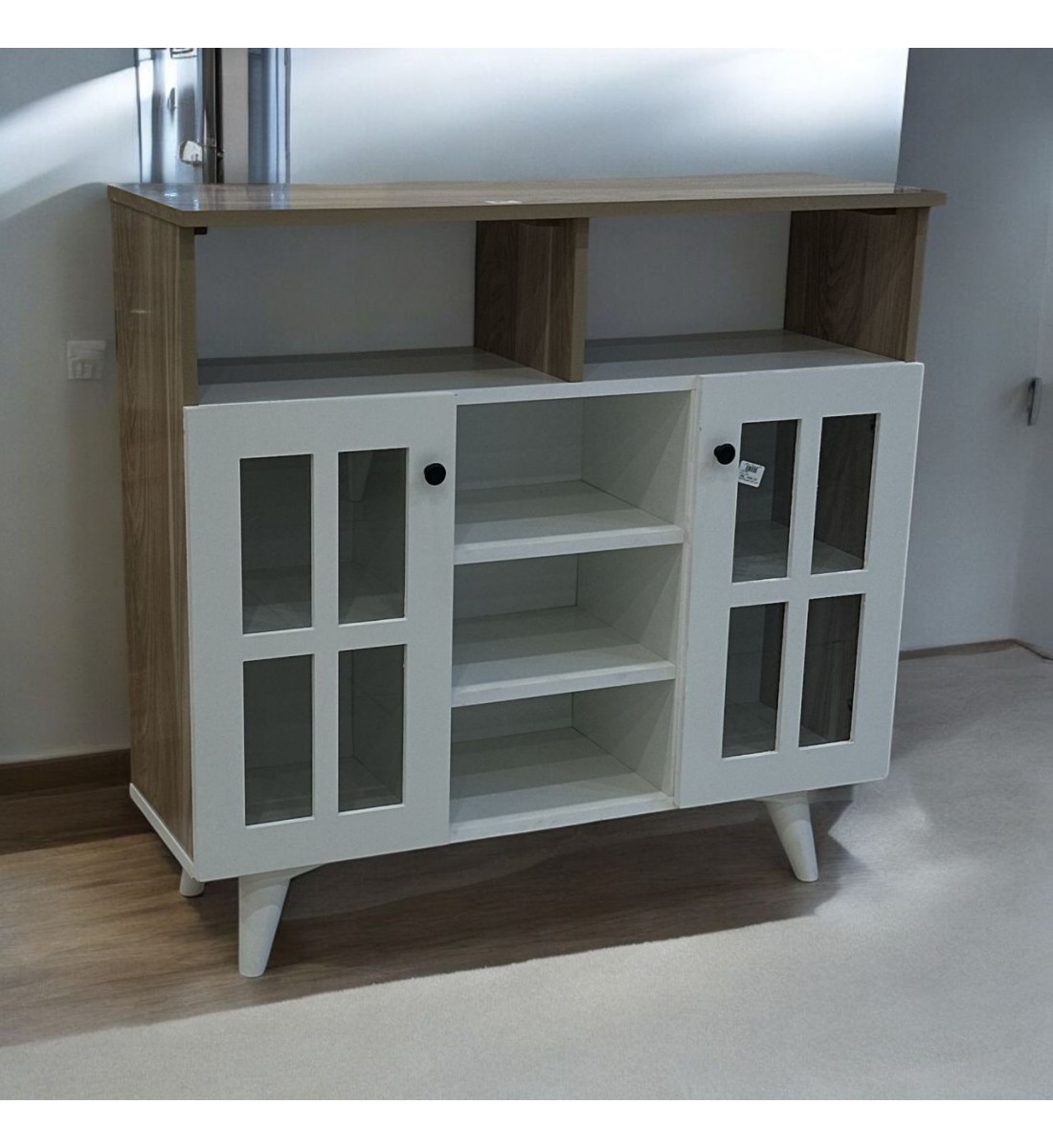 ركن كوفي ابيض سطح خشبي  100×33×95سم 