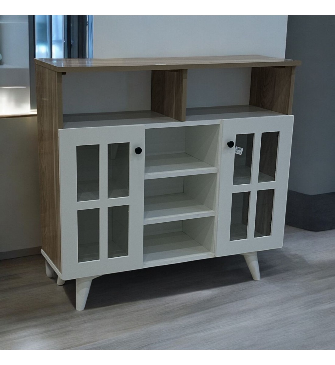 ركن كوفي ابيض سطح خشبي  100×33×95سم 