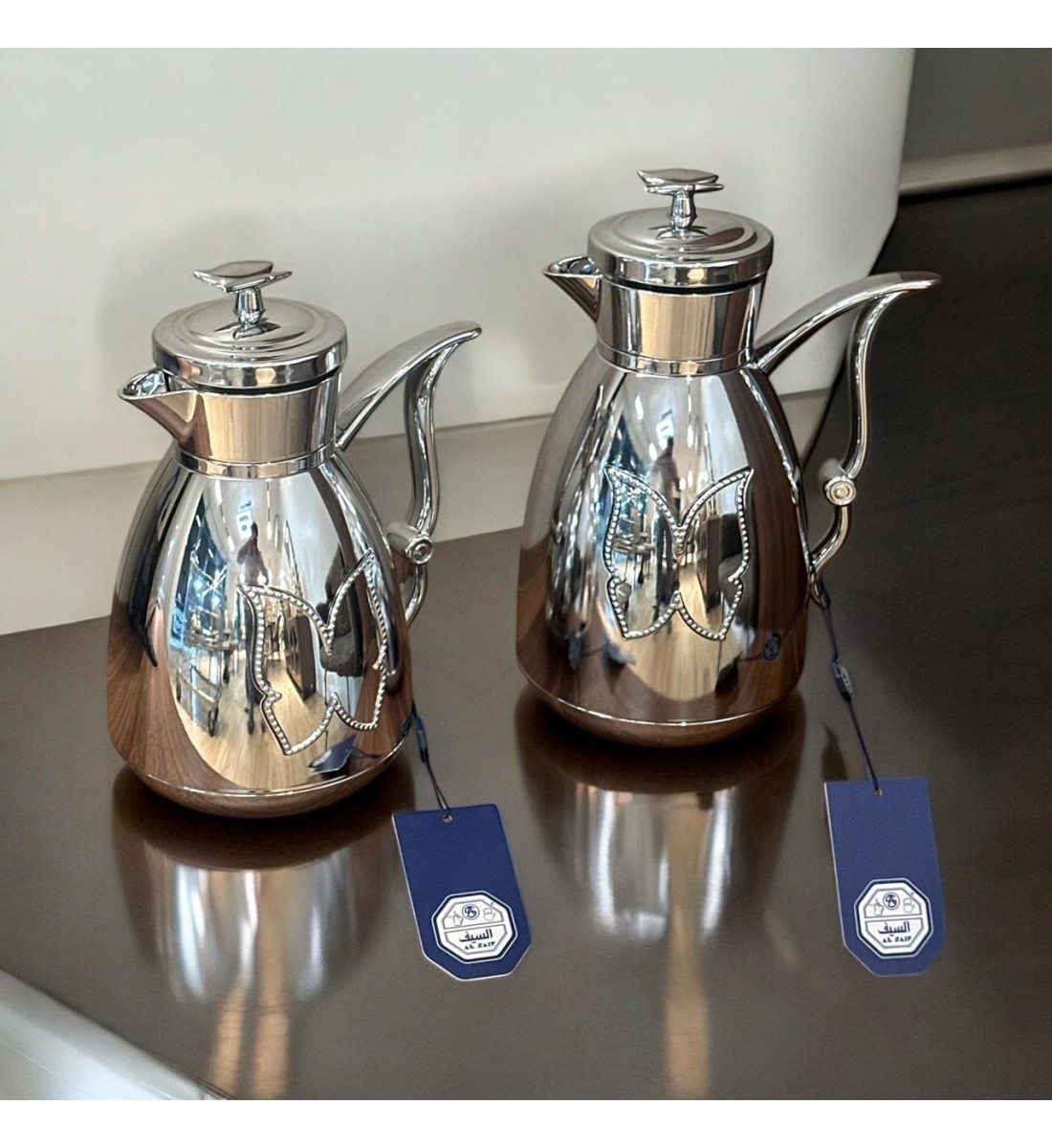 طقم ترمس شاي وقهوة تولين كروم  فضي  2قطع 