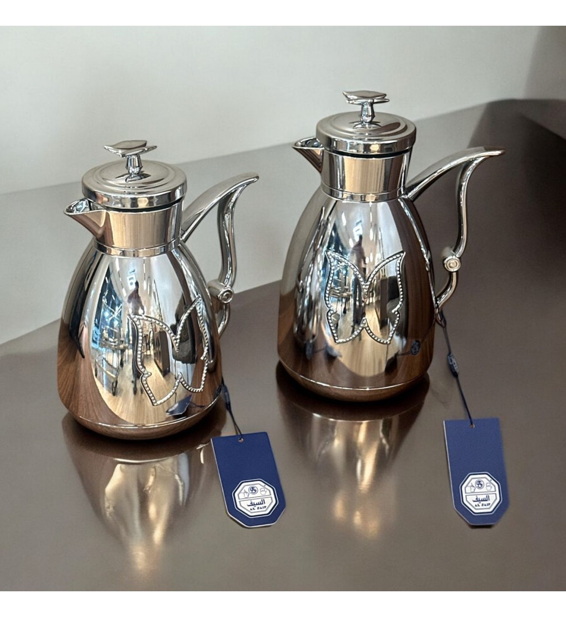 طقم ترمس شاي وقهوة تولين كروم  فضي  2قطع 