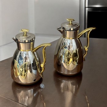 طقم ترمس شاي وقهوة تولين كروم  مذهب 2قطع 