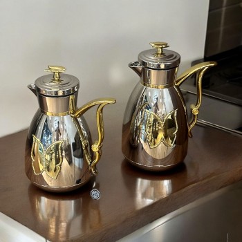 طقم ترمس شاي وقهوة تولين كروم  مذهب 2قطع 