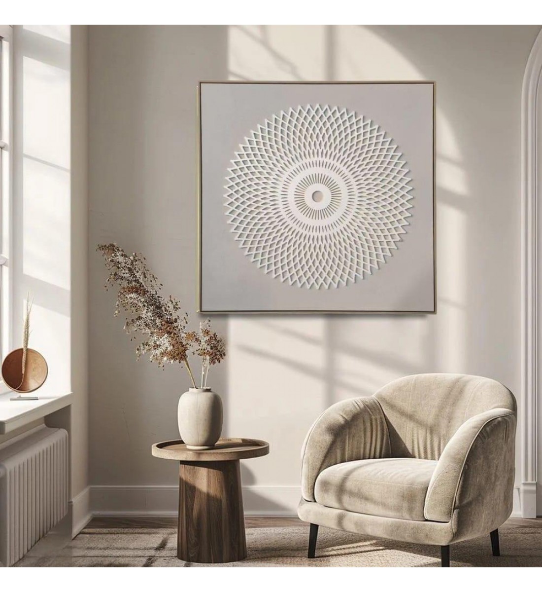 لوحة جدارية فنية، بتصميم مودرن مقاسات الوحة الطول 103سم  العرض103سم 