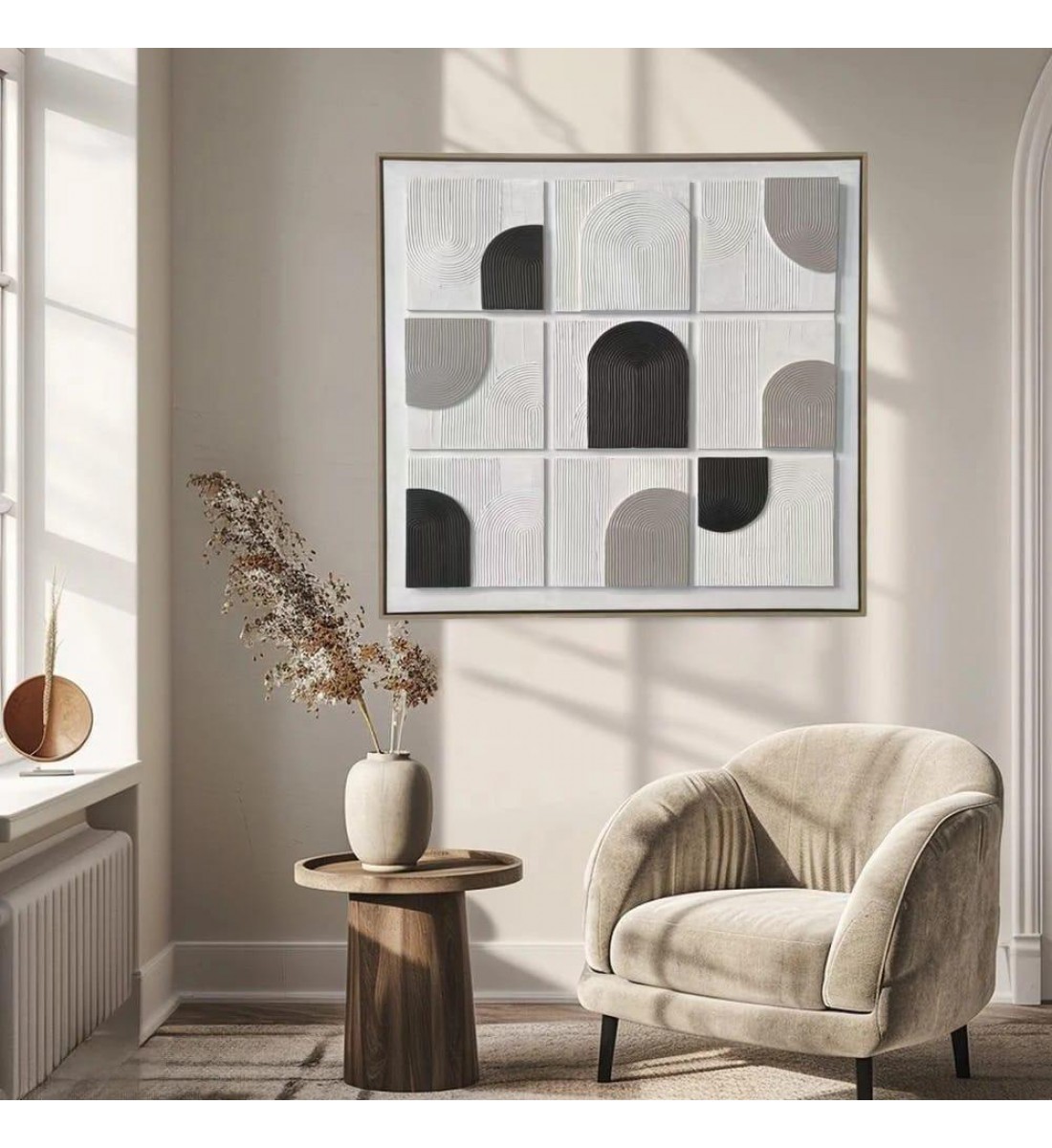 لوحة جدارية فنية، بتصميم مودرن مقاسات الوحة الطول 83 سم  العرض83سم 