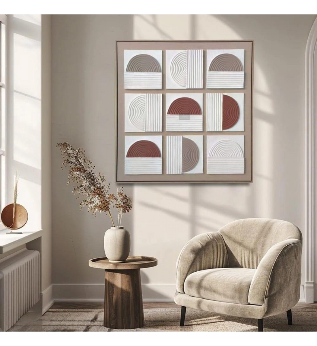 لوحة جدارية فنية، بتصميم مودرن مقاسات الوحة الطول 83 سم  العرض83سم 