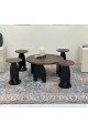 طقم طاولات 5قطع سطح قشرة الجوز قاعده خشب لون اسود طقم طاولات 5قطع سطح قشرة الجوز قاعده خشب لون اسود