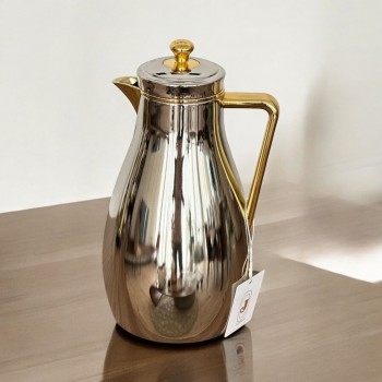 1.3L Silver Chrome Gold Stainless Steel Glass Thermos Flask