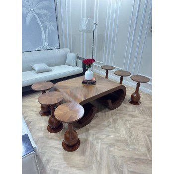 طاولات خشب قشرة الجوز 7 قطع 