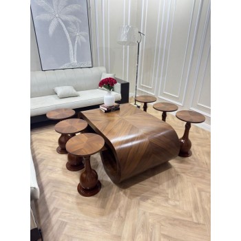 طاولات خشب قشرة الجوز 7 قطع 