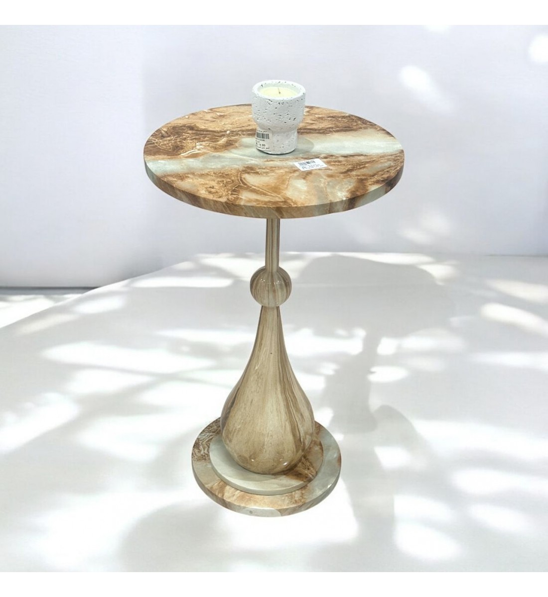 طاولة خدمة بديل رخام بني علي بيج مقاس 35×35×57سم طاولة خدمة بديل رخام بني علي بيج مقاس 35×35×57سم