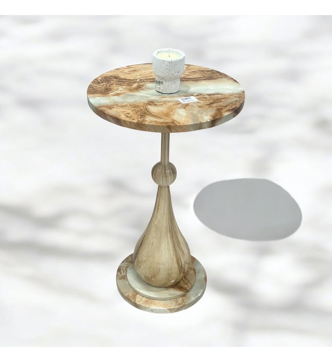 طاولة خدمة بديل رخام بني علي بيج مقاس 35×35×57سم طاولة خدمة بديل رخام بني علي بيج مقاس 35×35×57سم