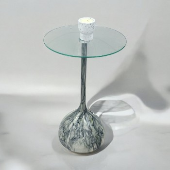 طاولة خدمةسطح زجاج اسود علي رمادي  مقاس 35×35×50سم 