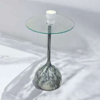 طاولة خدمةسطح زجاج اسود علي رمادي  مقاس 35×35×50سم 