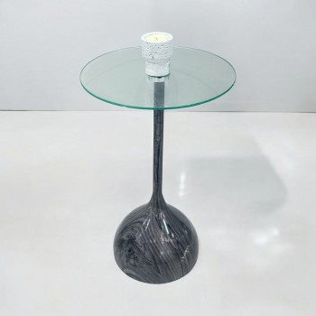 طاولة خدمةسطح زجاج  رمادي  مقاس 35×35×50سم 