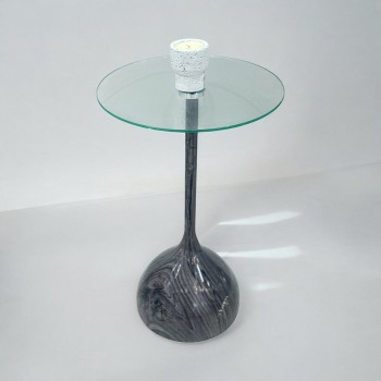 طاولة خدمةسطح زجاج  رمادي  مقاس 35×35×50سم 