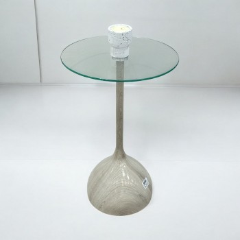 طاولة خدمةسطح زجاج  بيج مخطط مقاس 35×35×50سم 