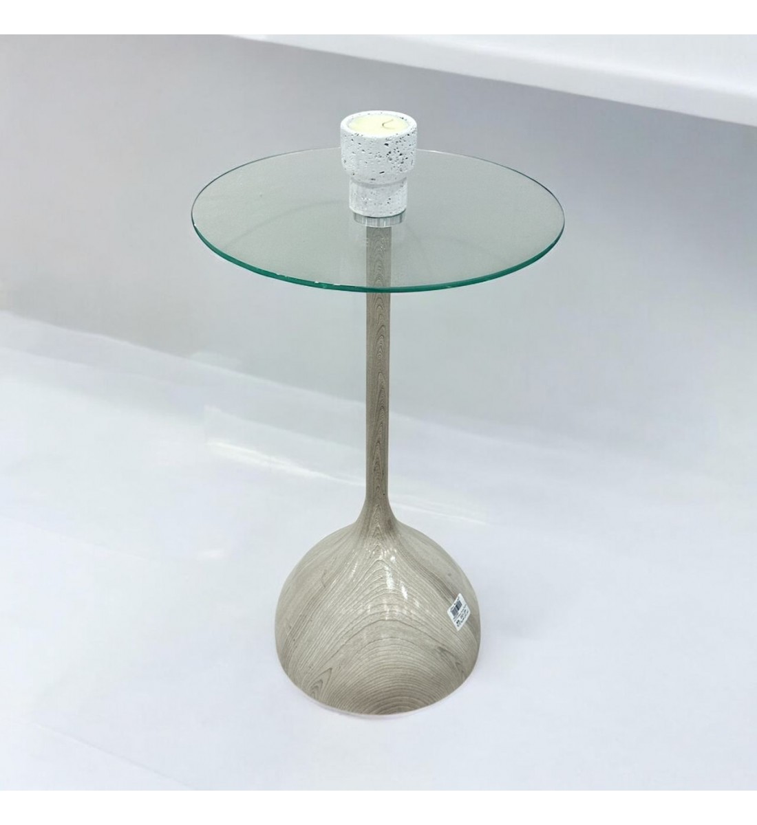 طاولة خدمةسطح زجاج  بيج مخطط مقاس 35×35×50سم 