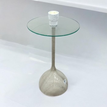 طاولة خدمةسطح زجاج  بيج مخطط مقاس 35×35×50سم 