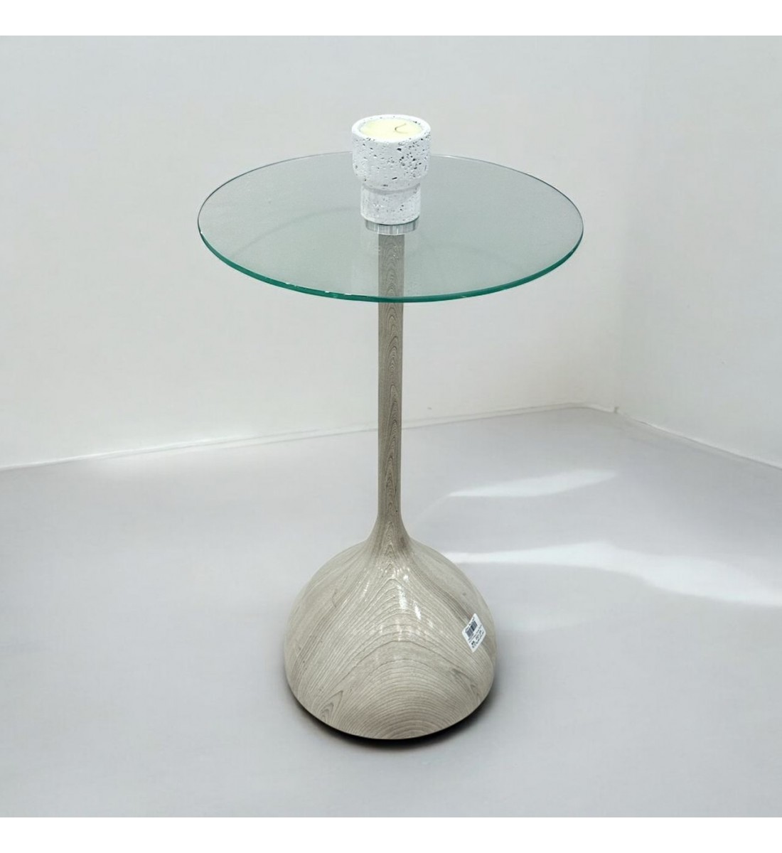 طاولة خدمةسطح زجاج  بيج مخطط مقاس 35×35×50سم 