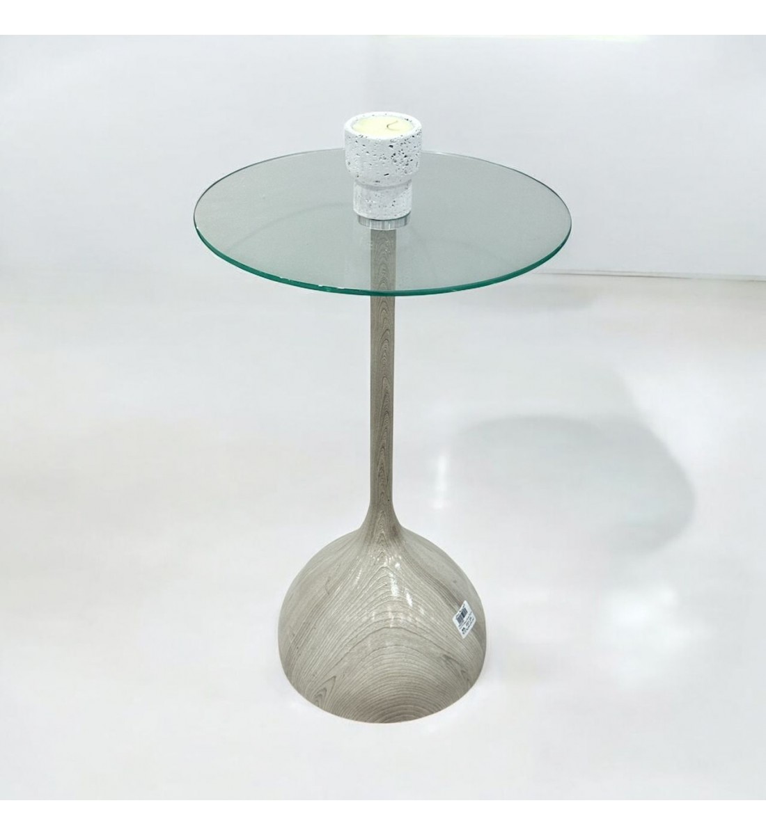 طاولة خدمةسطح زجاج  بيج مخطط مقاس 35×35×50سم 