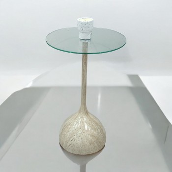 طاولة خدمةسطح زجاج  بيج مخطط مقاس 35×35×50سم 