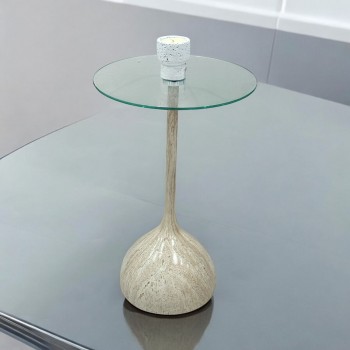 طاولة خدمةسطح زجاج  بيج مخطط مقاس 35×35×50سم 