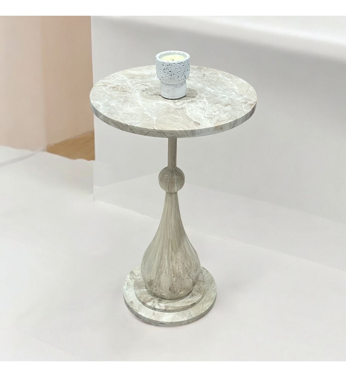 طاولة خدمة بديل رخام بيج مقاس 35×35×57سم طاولة خدمة بديل رخام بيج مقاس 35×35×57سم