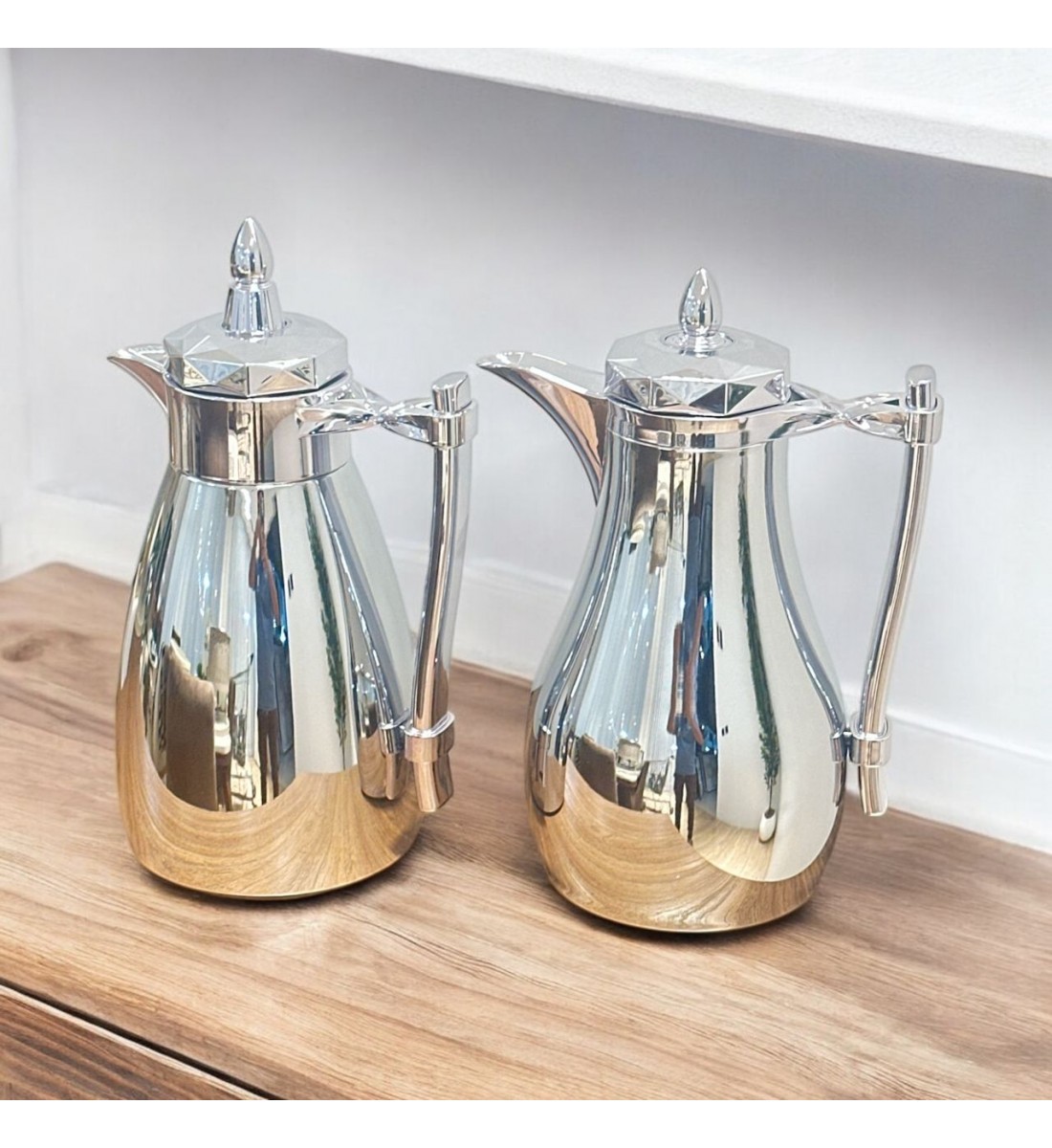 طقم ترامس يتصميم عصري الدانة كروم فضي طقم ترامس يتصميم عصري الدانة كروم فضي