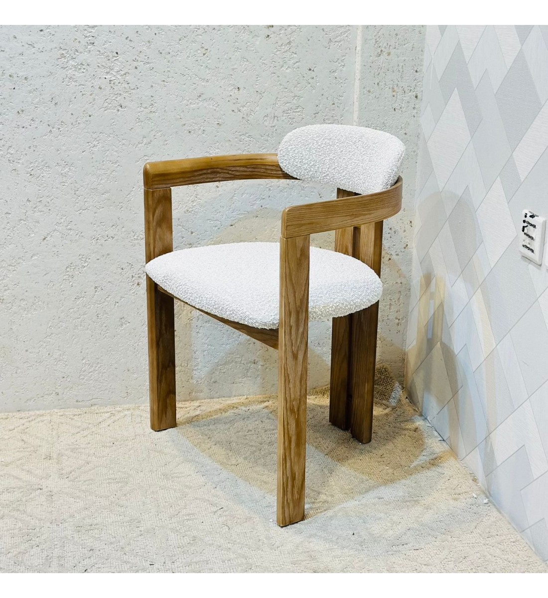 كرسي طعام أرخميدس قماش بوكلية خشب البلوط 75×55×50سم 