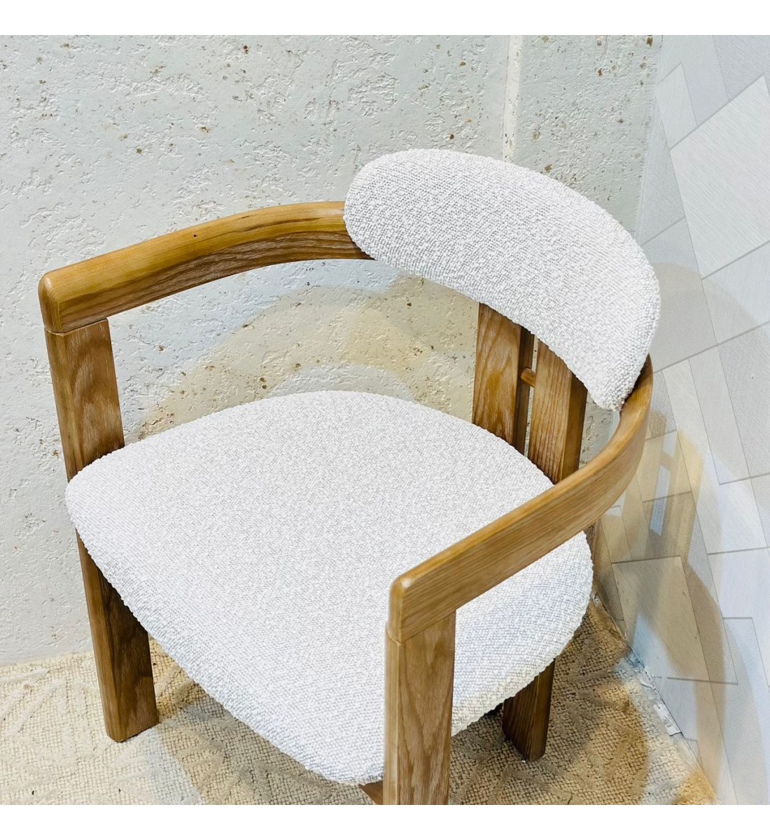 كرسي طعام أرخميدس قماش بوكلية خشب البلوط 75×55×50سم 