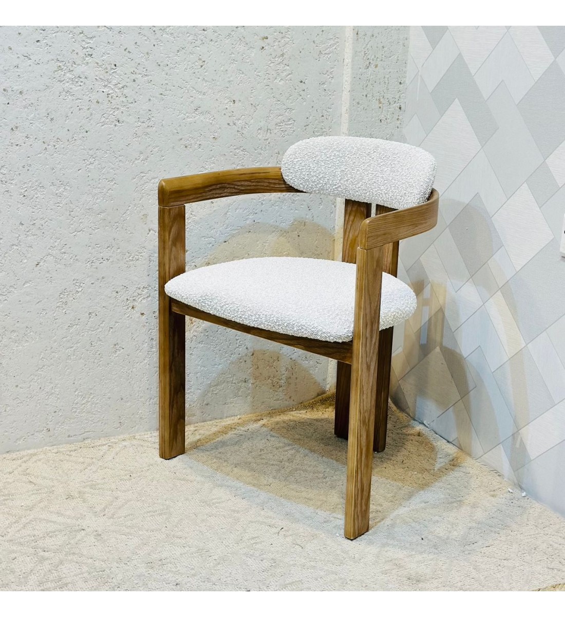 كرسي طعام أرخميدس قماش بوكلية خشب البلوط 75×55×50سم 