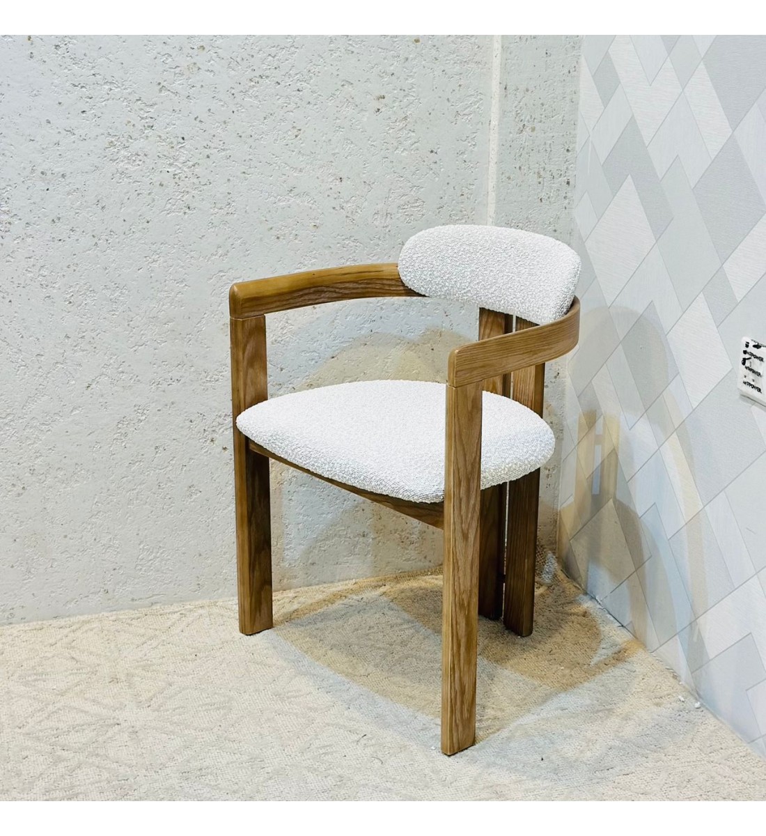 كرسي طعام أرخميدس قماش بوكلية خشب البلوط 75×55×50سم 