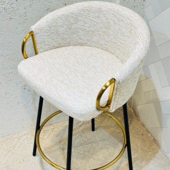 كرسي بار مرتفع  قماش بوكلية حديد  75×55×50سم 