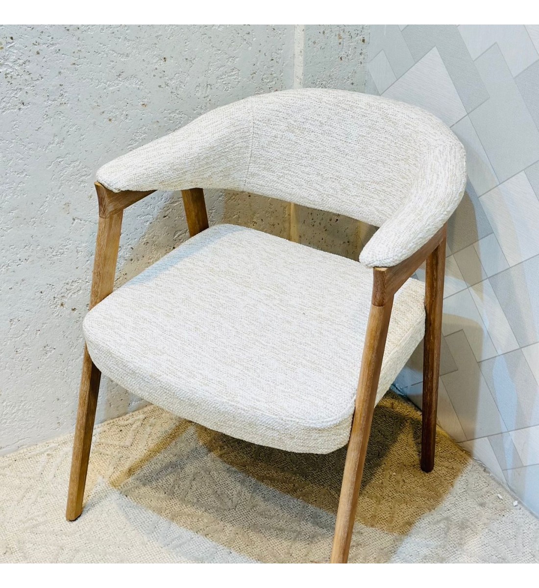 كرسي طعام أرخميدس قماش بوكلية خشب البلوط 58×45×53سم 