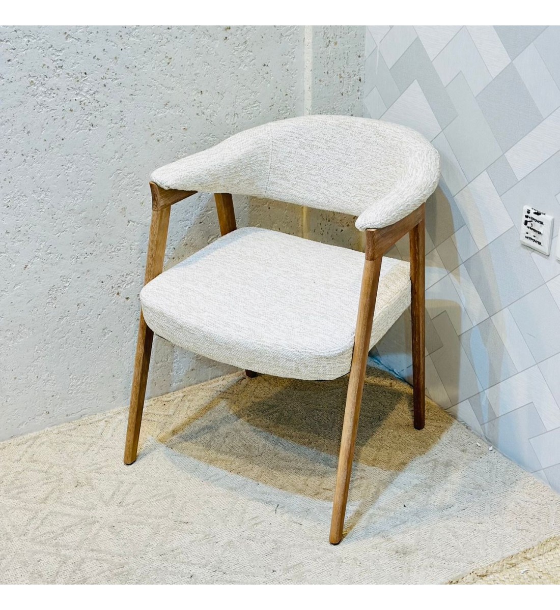 كرسي طعام أرخميدس قماش بوكلية خشب البلوط 58×45×53سم 