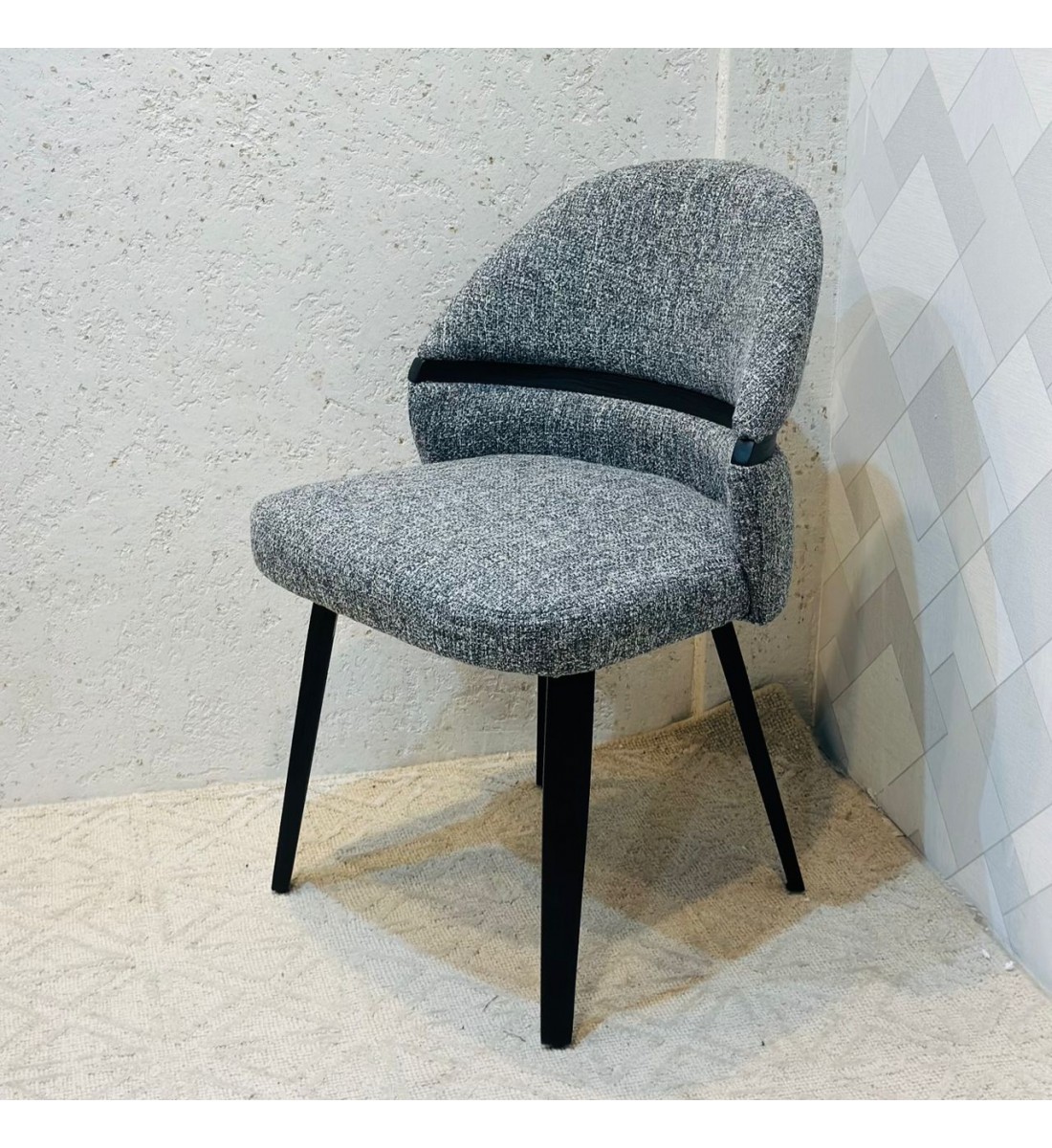 كرسي طعام أرخميدس قماش بوكلية خشب البلوط 80×50×50سم 