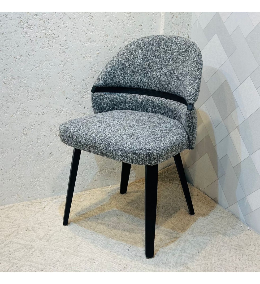 كرسي طعام أرخميدس قماش بوكلية خشب البلوط 80×50×50سم 