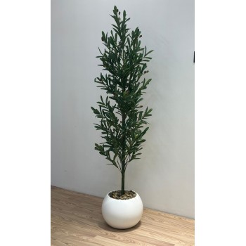 شجرة زيتون صناعيه مركن ابيض 175سم 