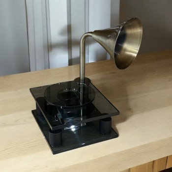 ديكور صندوق موسيقي كريستال اسود 24×14×16سم 