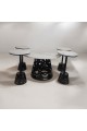 طقم طاولة قهوة بسطح بديل الرخام 5قطع  قاعدة اسود 