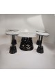 طقم طاولة قهوة بسطح بديل الرخام 5قطع  قاعدة اسود 