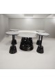 طقم طاولة قهوة بسطح بديل الرخام 5قطع  قاعدة اسود 