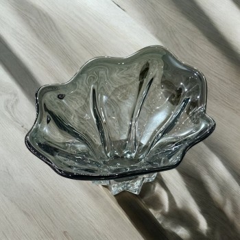 صحن تقديم مودرن زجاج شفاف ملون فاخر  38×26×15سم 