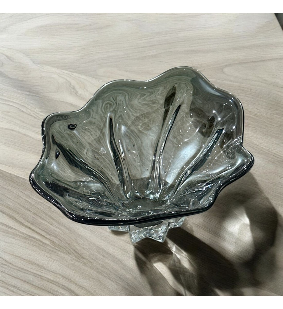 صحن تقديم مودرن زجاج شفاف ملون فاخر  38×26×15سم 