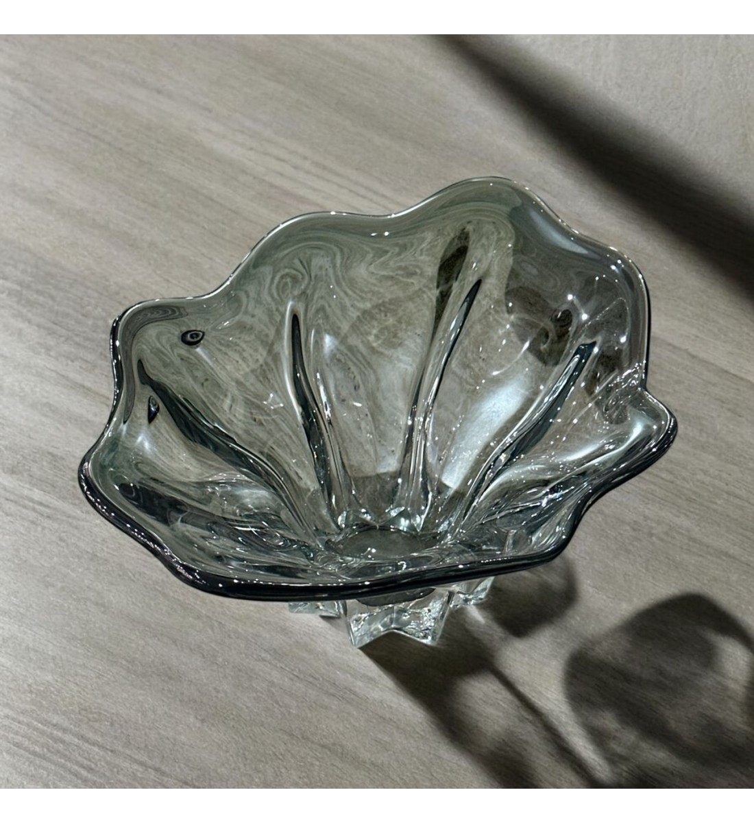 صحن تقديم مودرن زجاج شفاف ملون فاخر  38×26×15سم 