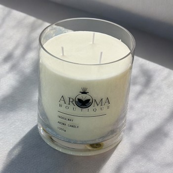 شمعه عطرية زجاج  لون ابيض 1000غرام 